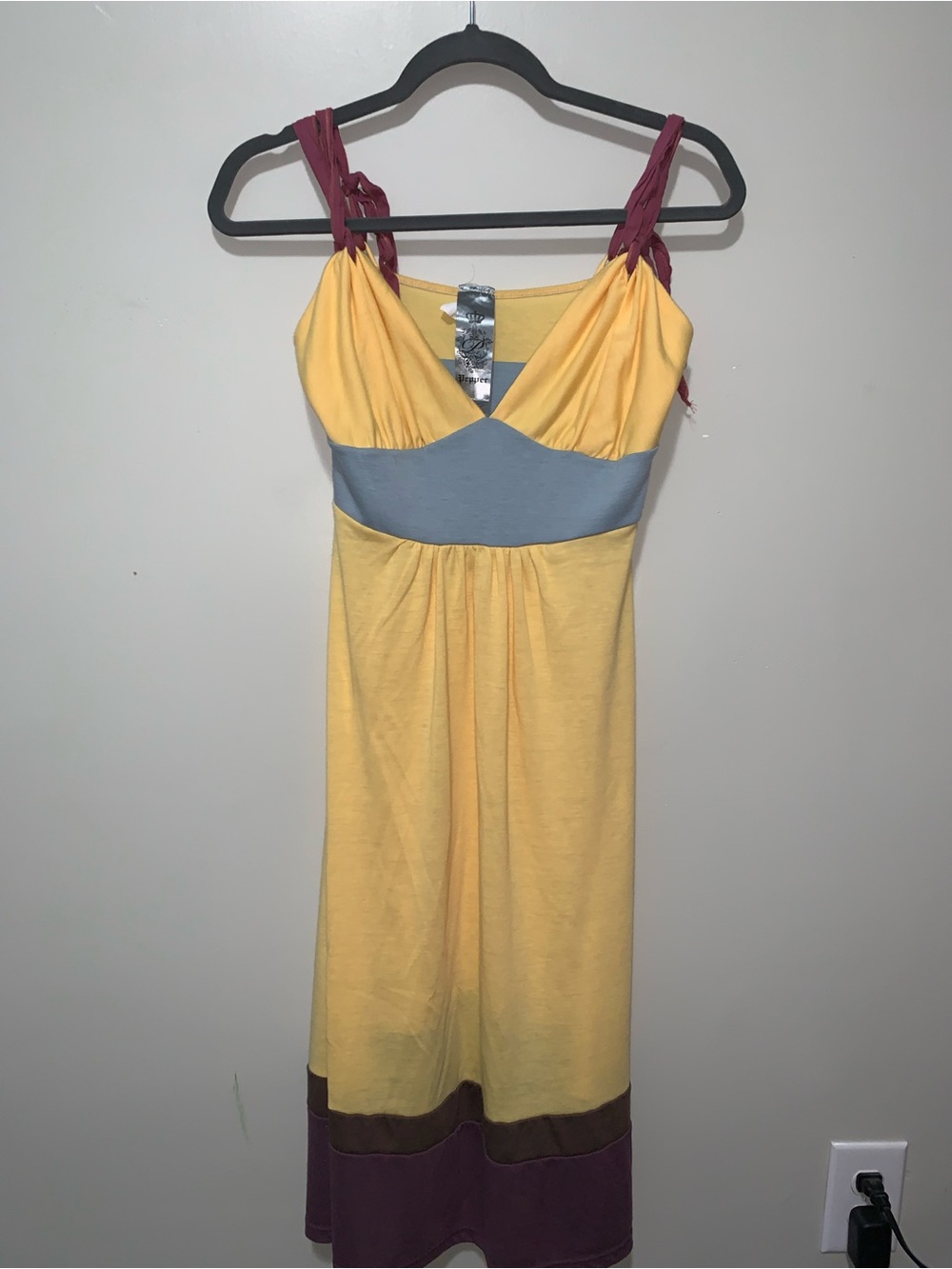 Pepper Colorblock Yellow Maxi Dress with Contrast Straps and Waistband